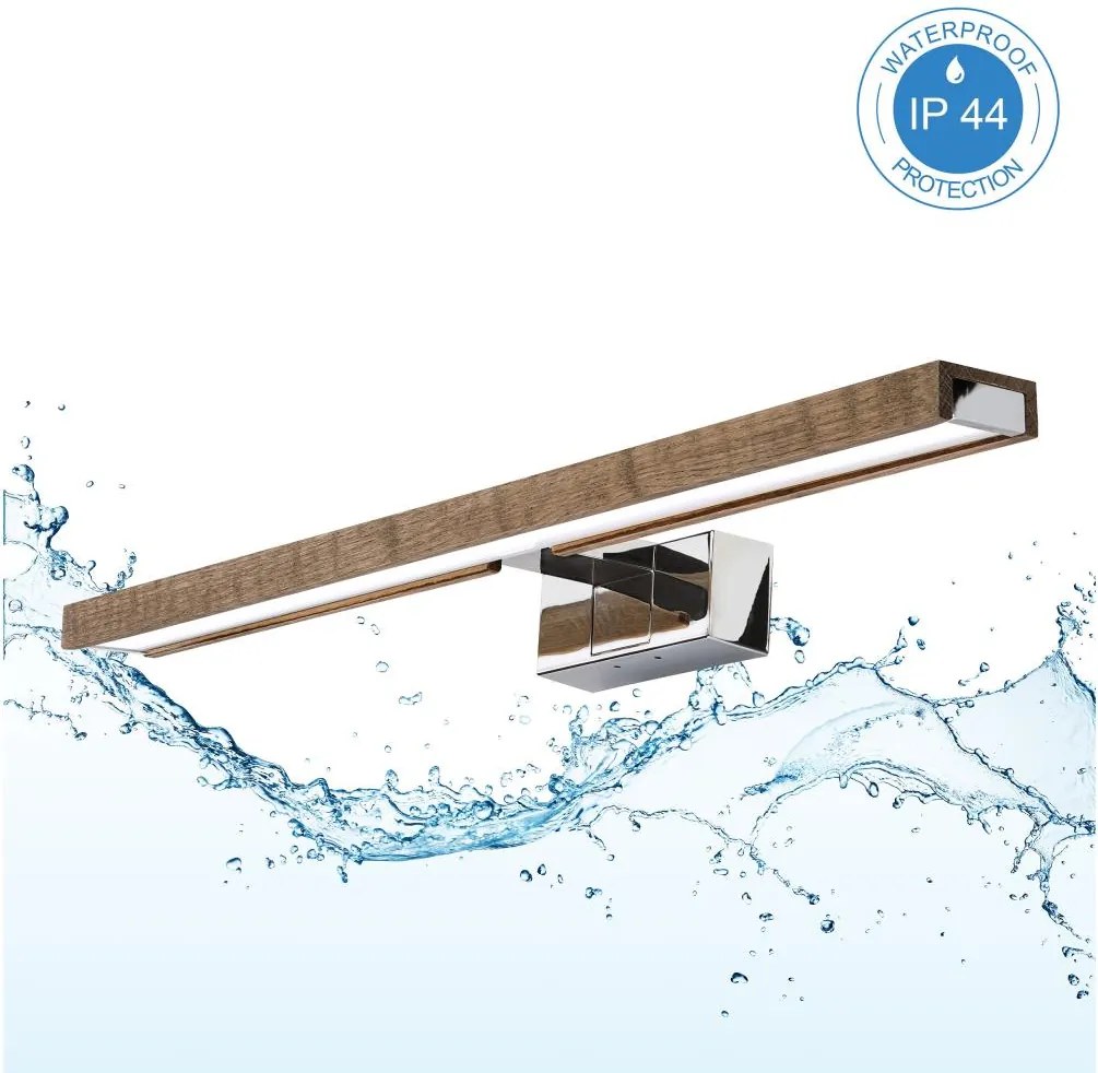 Brilagi -LED Fürdőszobai LED tükörvilágítás 3 az 1-ben WOODY MIRROR LED/12W/230V IP44 króm/tölgy-dió
