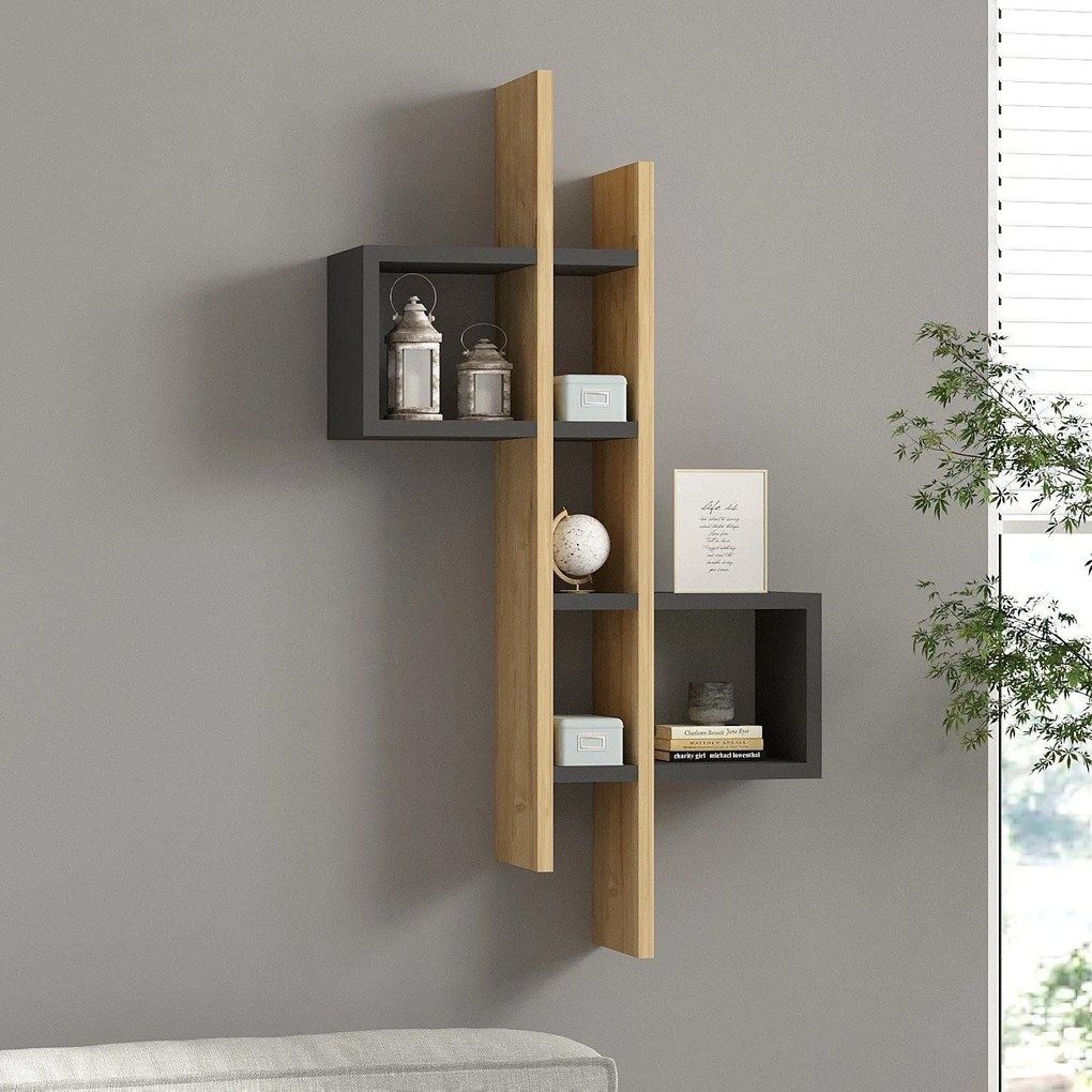 Fali polc Emse - Sapphire Oak, Anthracite