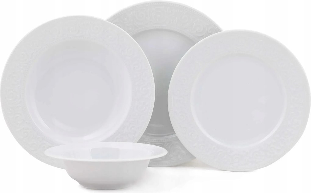 Ebédszolgáltatás 24 részes, Fehér porcelán, Hermia Concept 22 x 22 x 2 cm