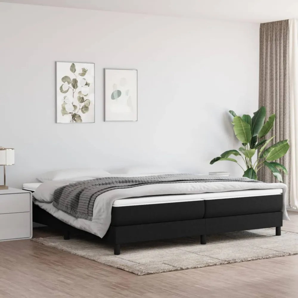 fekete szövet ágykeret matrac nélkül 200 x 200 cm