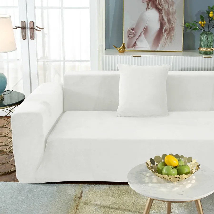 KanapéHuzat (bársonyos, 2 személyes, fehér)