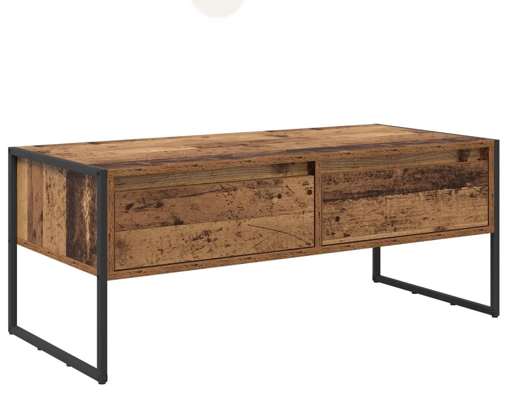 vidaXL Dohányzóasztal fiókkal Öreg fa 100 x 46 x 40 cm Faanyag