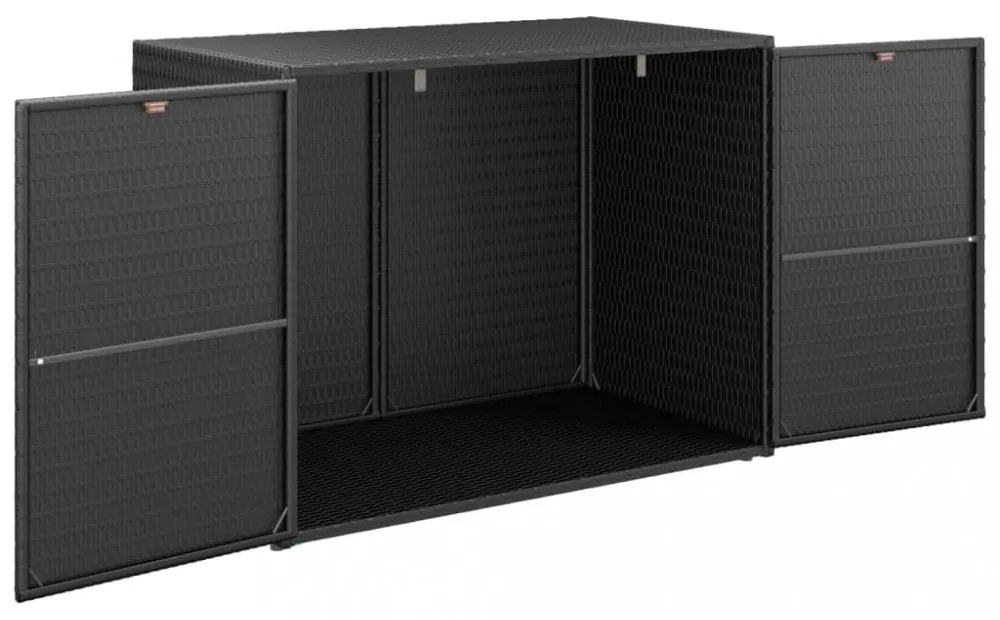 fekete polyrattan kerti tárolószekrény 100 x 55,5 x 80 cm