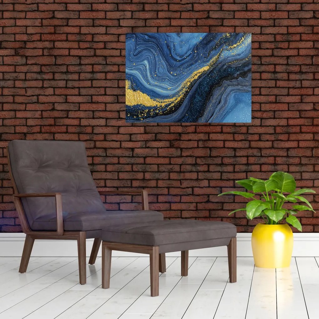 Kép - Kék-arany absztrakció (70x50 cm)