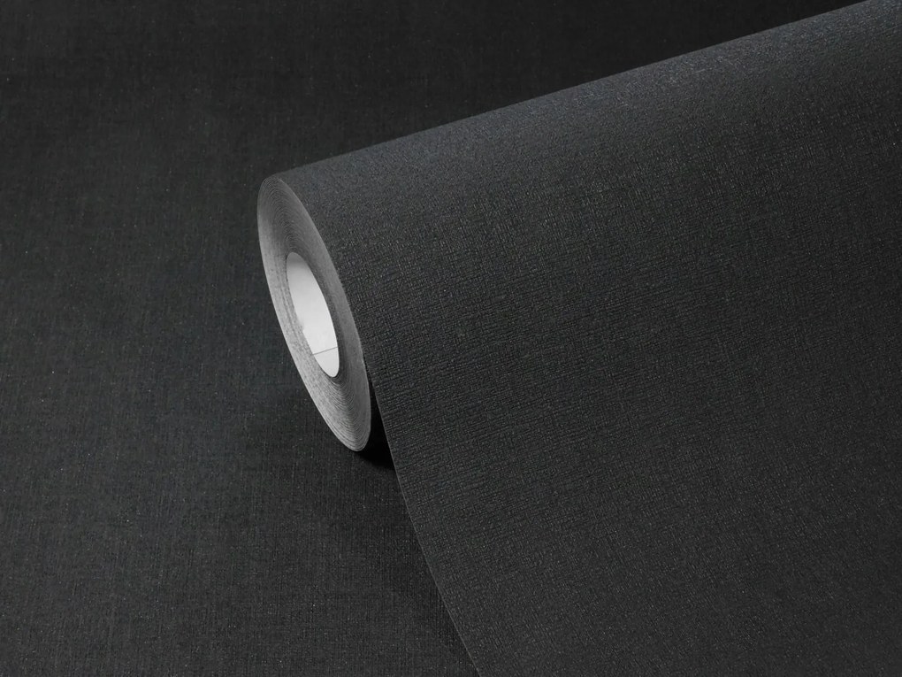 Tapéta Fekete Szövet utánzat Fekete Mosható tapéta Flizelina