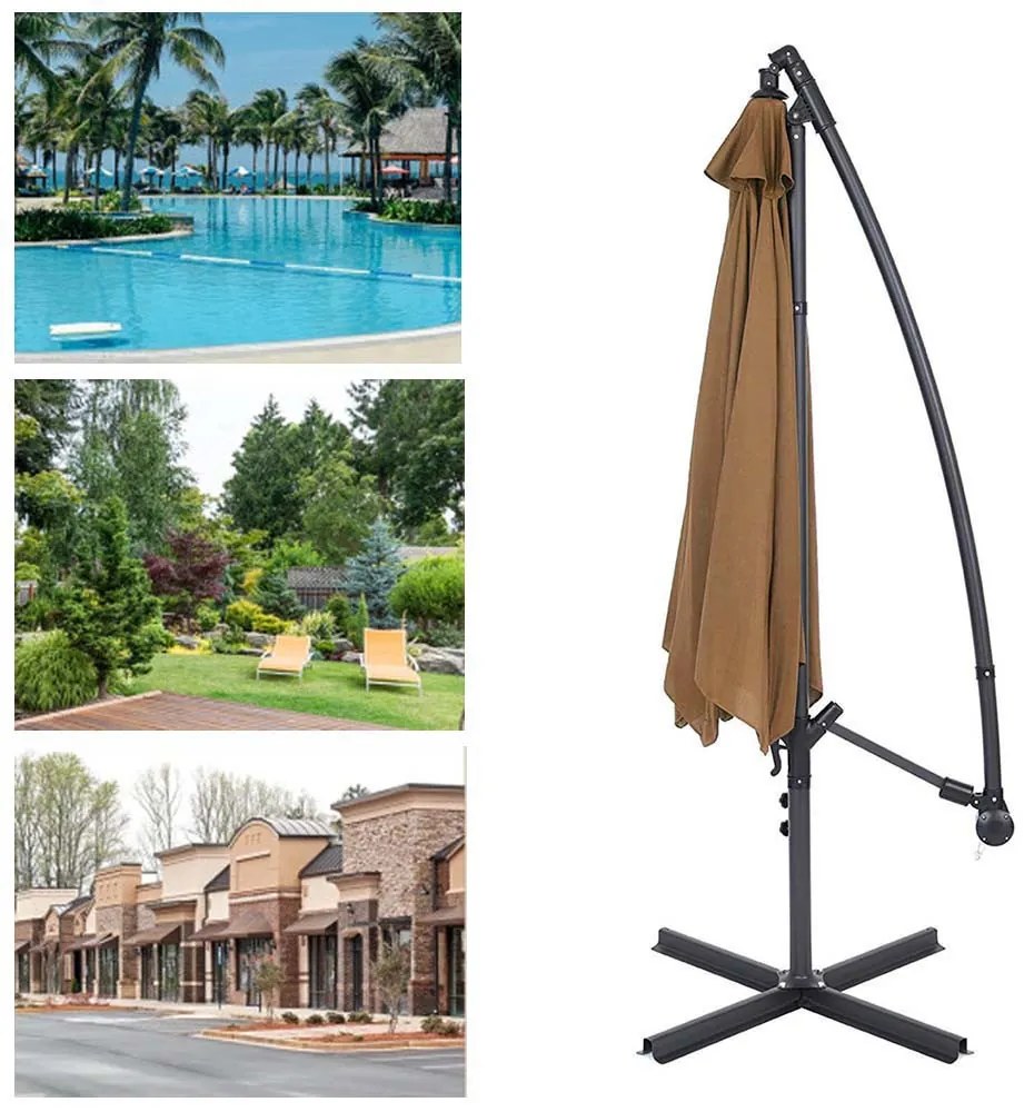 Függő napernyő 2,7 m, khaki