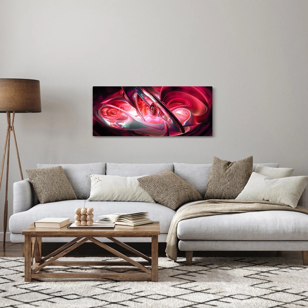 Piros fraktálos kép (120x50 cm)