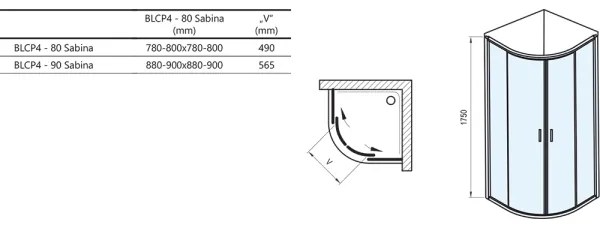 Ravak 3B240U40ZG - BLIX negyedköríves, négyrészes zuhanykabin 80x80 cm satinált