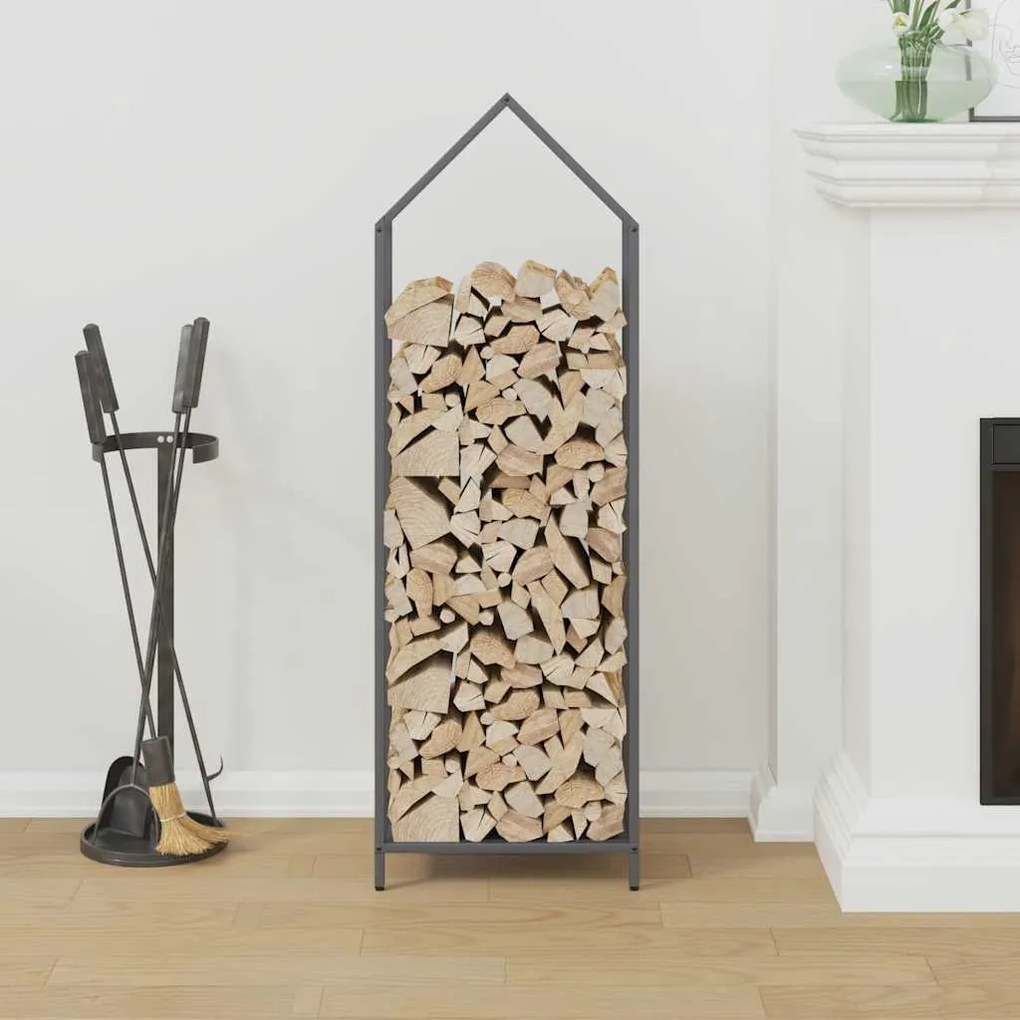 antracitszürke hidegen hengerelt acél tűzifatároló 40x25x120 cm