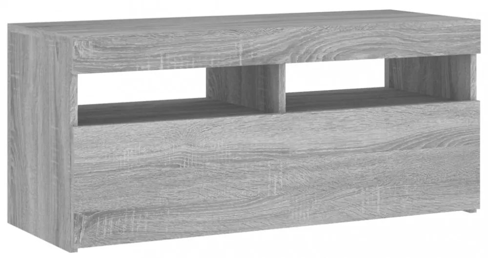 szürke sonoma színű TV-szekrény LED-világítással 90x35x40 cm