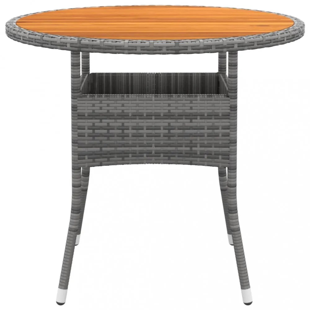 szürke akácfa és polyrattan kerti asztal Ø80 x 75 cm