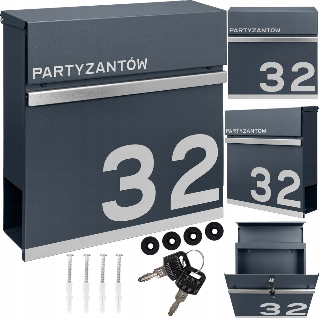 Postaláda Újság Levelek Mtec Antracit Felirat Cím Utca Szám