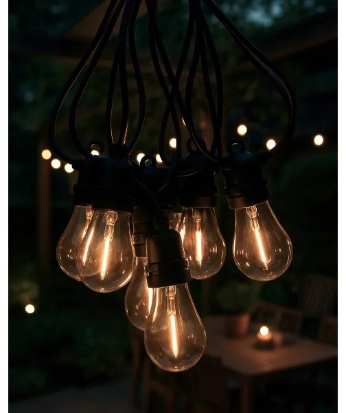 LED kültéri dekorációs fényfüzér 10xLED/0,36W/230V 8 m IP44 fekete