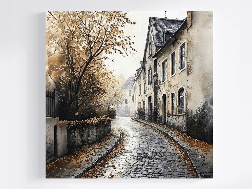 Vászonkép Canvas Akvarell Város Óváros Utca Macskakő 80x80