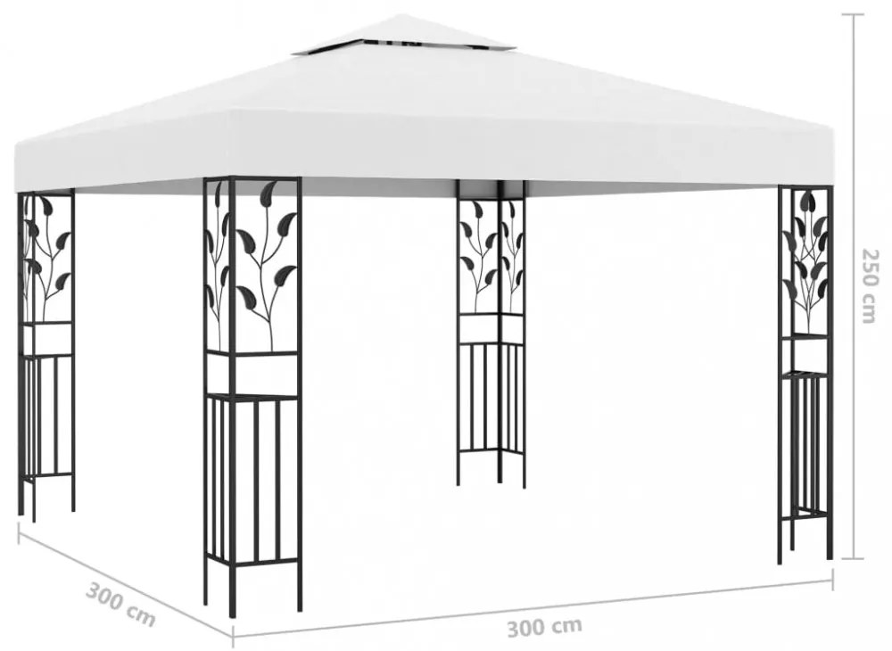 fehér pavilon LED fényfüzérrel 3 x 3 m