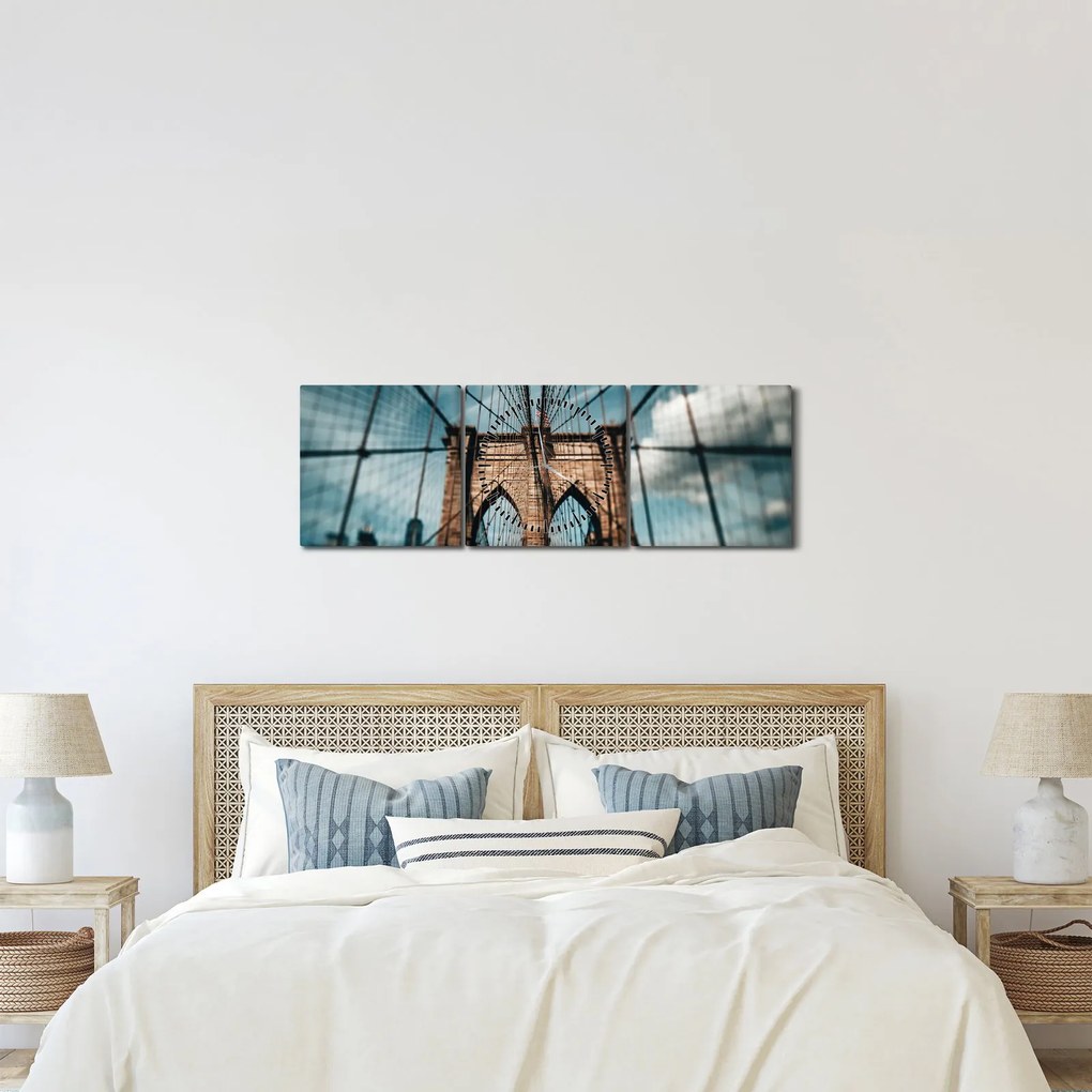 Kép - Brooklyn Bridge (órával) (90x30 cm)