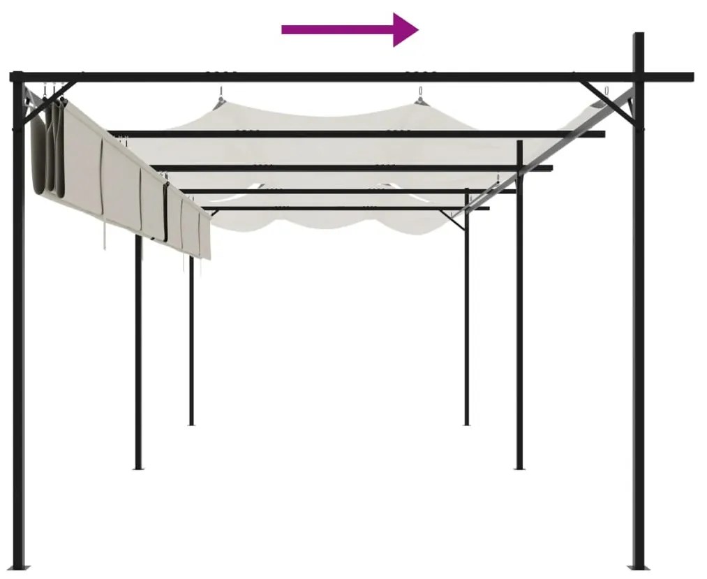 krémszínű pergola behúzható tetővel 589 x 292 x 230 cm