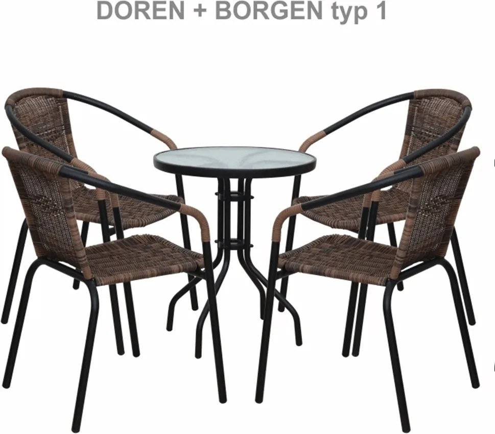 Étkezőasztal, fekete acél/edzett üveg, BORGEN TYP 1