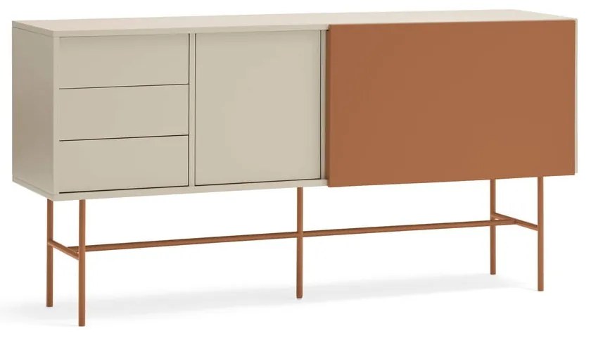 Téglavörös-bézs alacsony komód tolóajtóval 180x91 cm Nube – Teulat