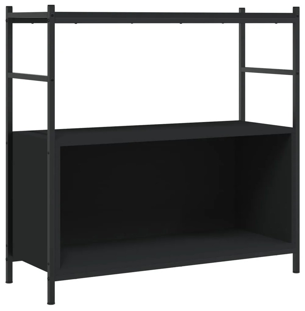 fekete szerelt fa és vas könyvespolc 80 x 30 x 78,5 cm