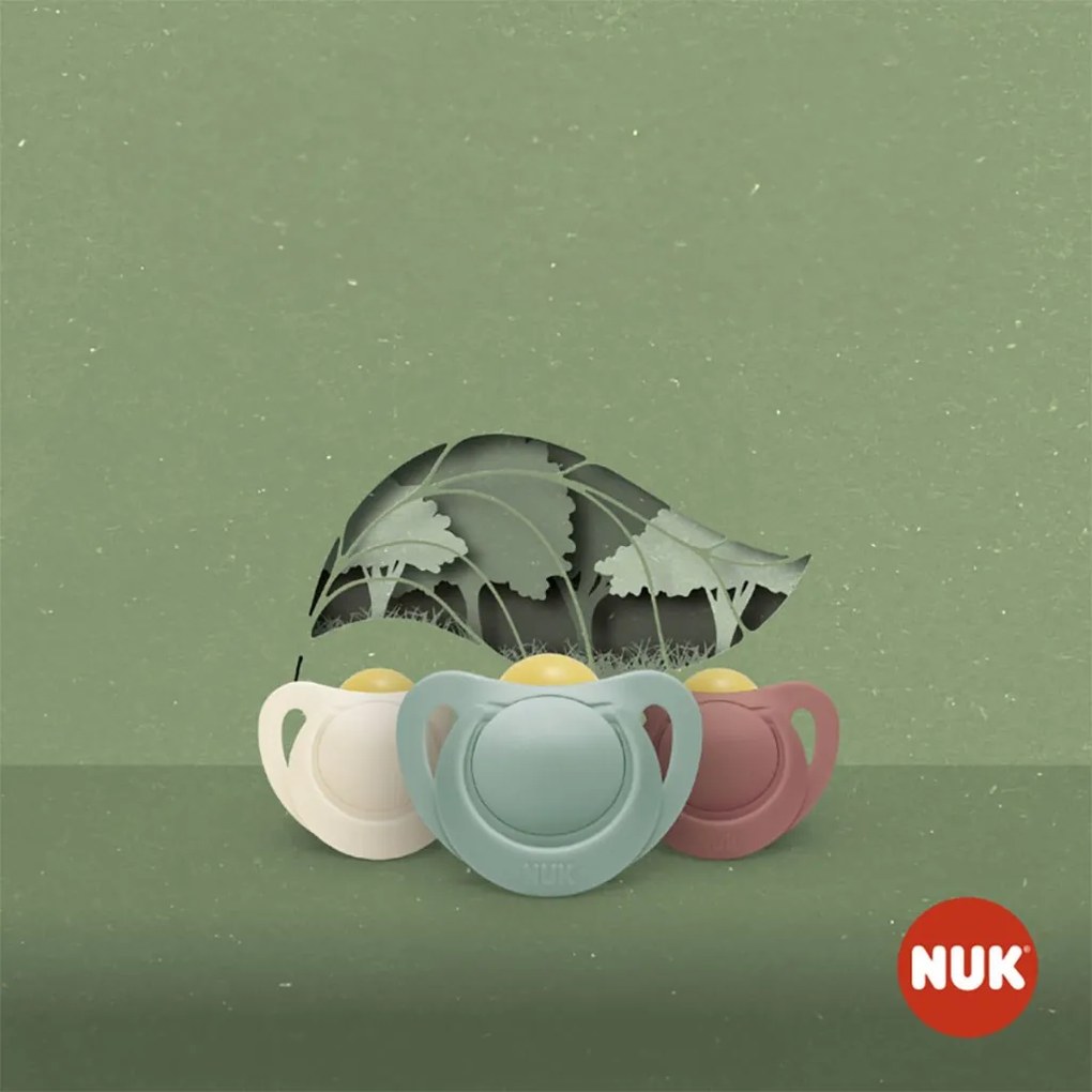 NUK For Nature latex cumi 0–6 h 2 db box zöld, vel. 0-6 h