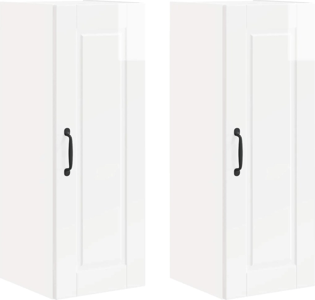 vidaXL Konyhaszekrény 2 pcs Magas Fényű Fehér 30 x 31 x 80 cm Faanyag