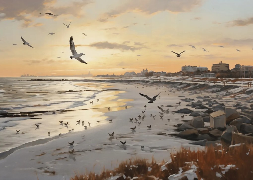 Poszter 35x25cm Alkonyat a tengerparton