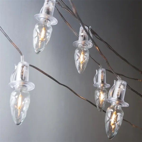 LED kültéri karácsonyi fényfüzér CONE FILAMENT 20xE10 19m átlátszó/meleg fehér I