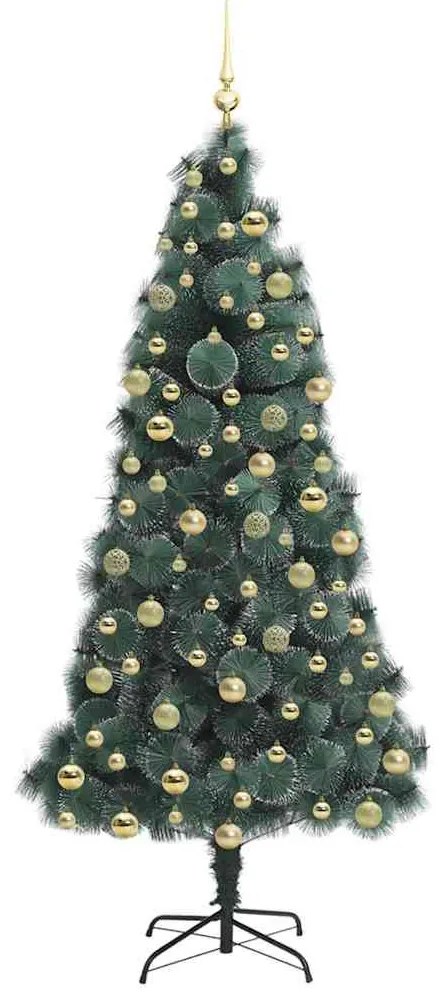 Mesterséges, előre világított karácsonyfa gömb szettel 210 cm