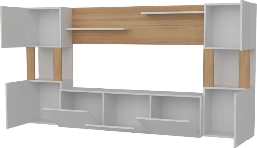 Lore TV-állvány, fehér-teak, 160 cm