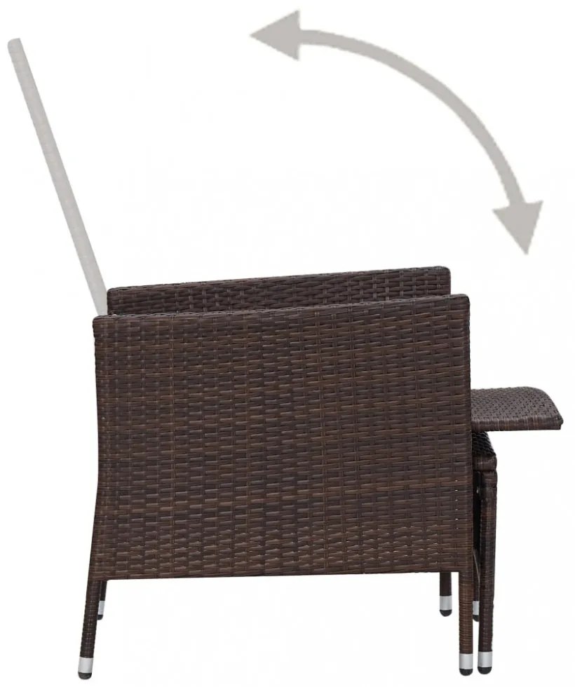 barna dönthető háttámlás polyrattan kerti szék párnákkal