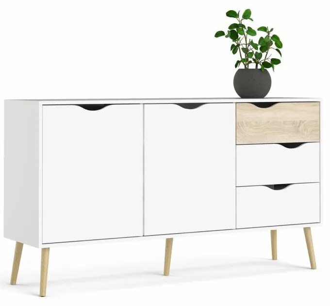 Fehér komód OSLO 75381 3 fiókkal