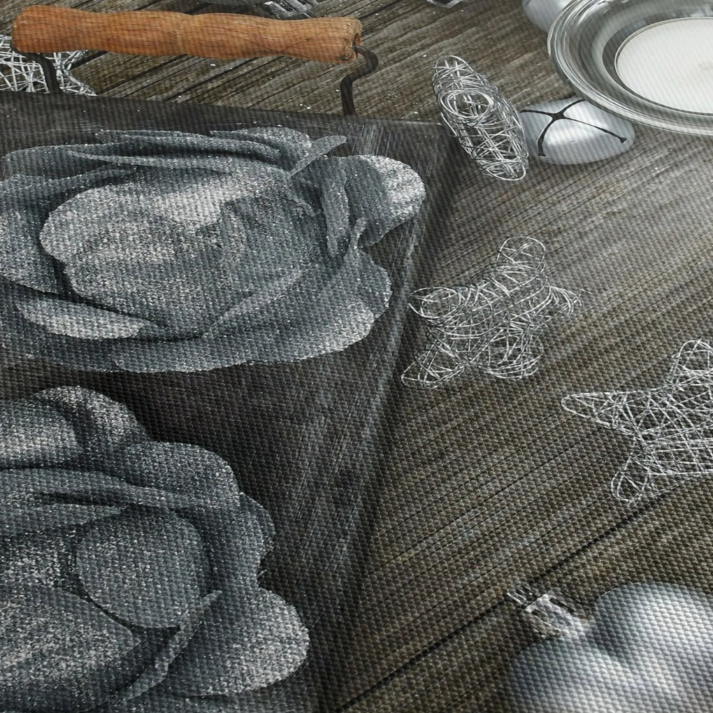Kép - ezüst karácsonyi dekoráció (órával) (90x30 cm)