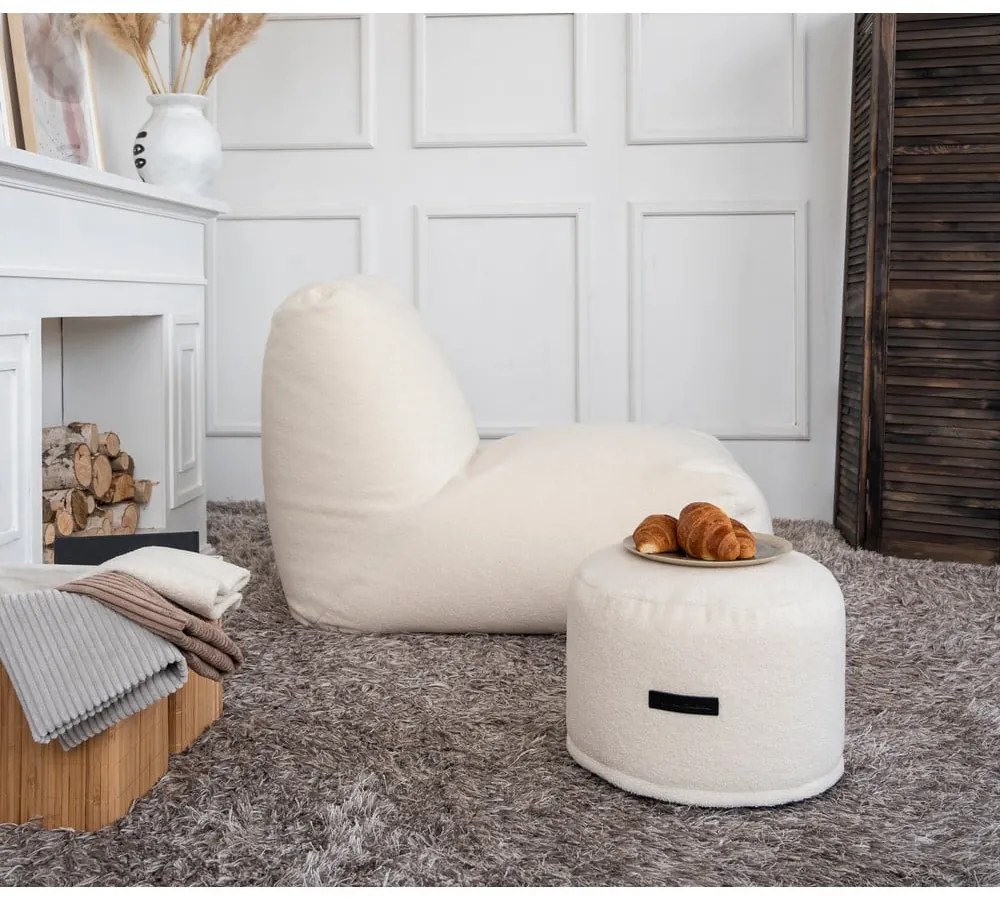 Krémszínű buklé babzsákfotel Mini – SLOWDOWN