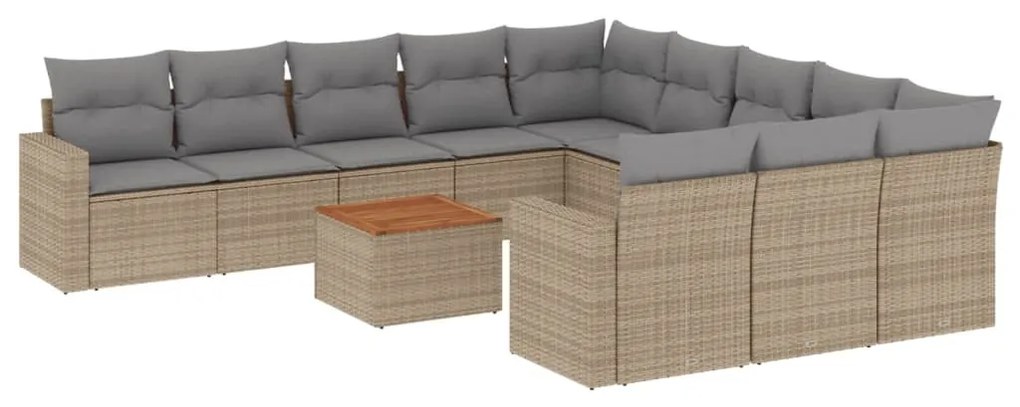 12 részes vegyes bézs polyrattan kerti ülőgarnitúra párnákkal