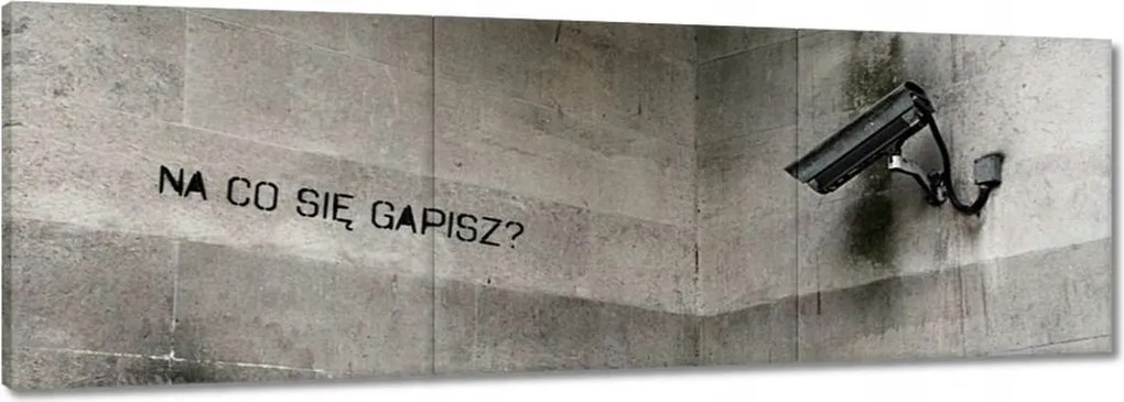Vászonkép 60x20 Banksy Mit bámulsz Kamera Megfigyelés