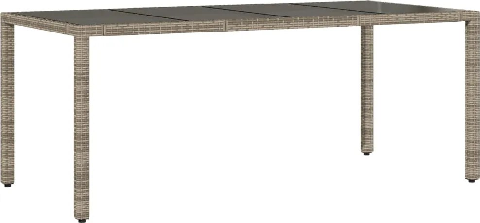 vidaXL szürke polyrattan üveglapos kerti asztal 190 x 90 x 75 cm