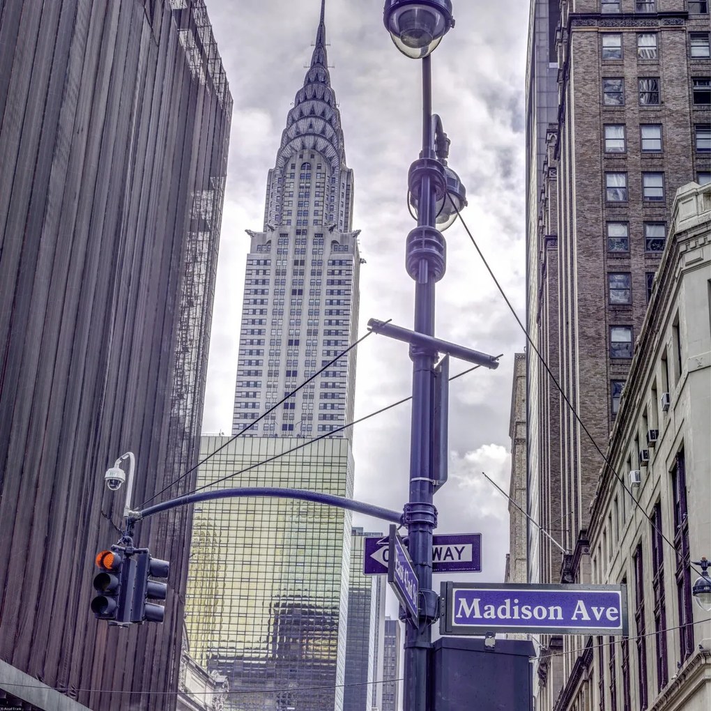 Poszter 60x60cm New York város alaprajza Chrysler épületével, Assaf Frank