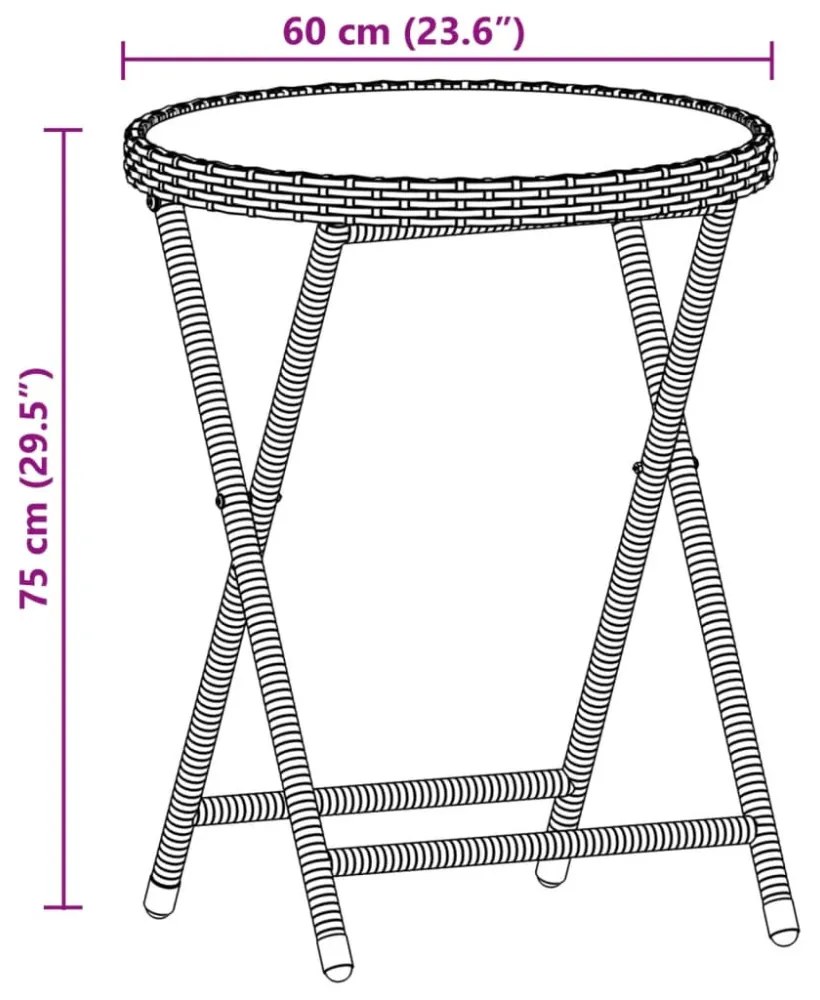 vidaXL 3 részes fekete polyrattan/üveg bisztrógarnitúra párnával
