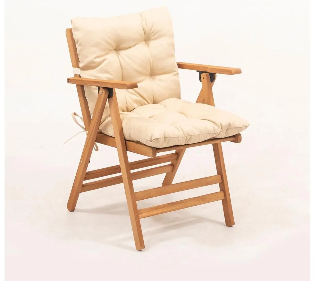 Összecsukható kerti szék párnával, bézs/habr színben