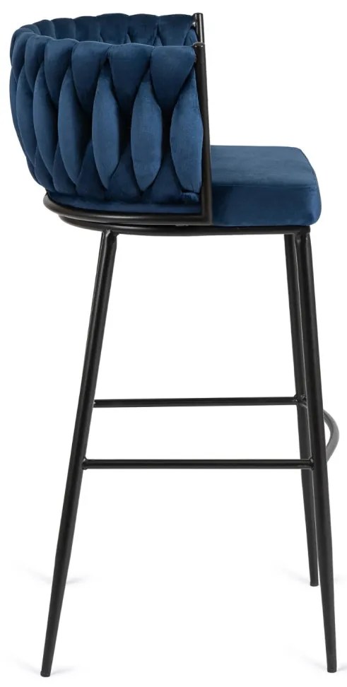 Elegáns Bárszék Sötétkék Bársony Kárpittal. FLORES