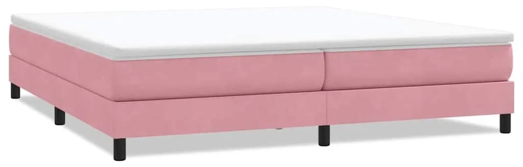 rózsaszín bársony rugós ágy matrac nélkül 200x210 cm