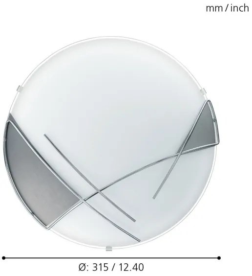 EGLO 89758 - RAYA fali/mennyezeti lámpa 1xE27/60W ezüst/fehér