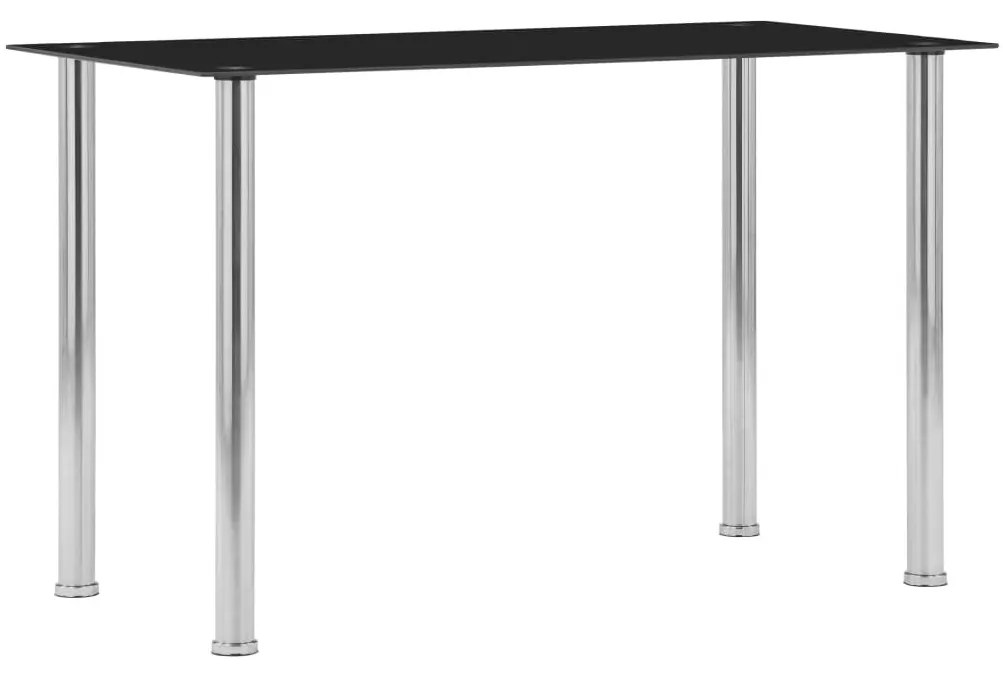 fekete edzett üveg étkezőasztal 120 x 60 x 75 cm