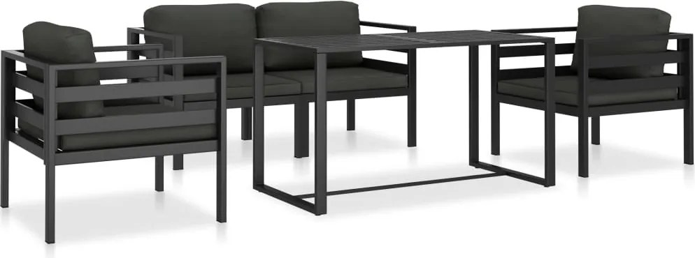 vidaXL 5 részes antracitszürke alumínum kerti kanapészett párnákkal