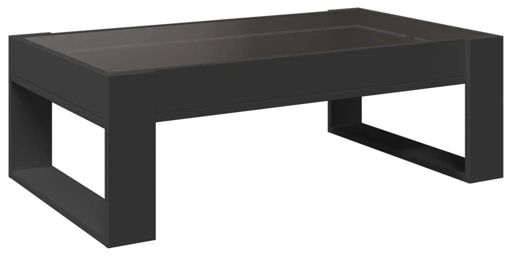 fekete végtelen hatású LED-es dohányzóasztal 90 x 53 x 30 cm