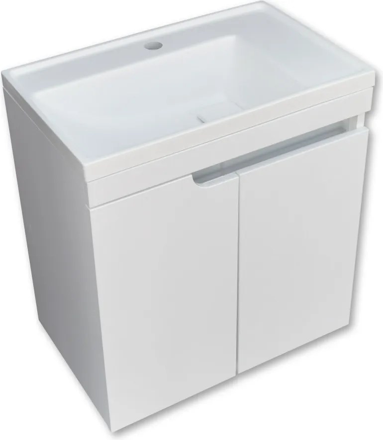 Piramida EURIDIKA 60 LH fali fürdőszobabútor - műmárvány mosdóval - 2 ajtós - 60 x 60 x 38 cm