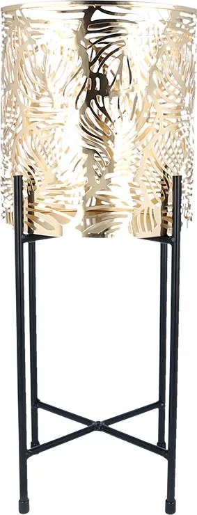 Gyertyatartó fém arany levelek fedél 35 cm