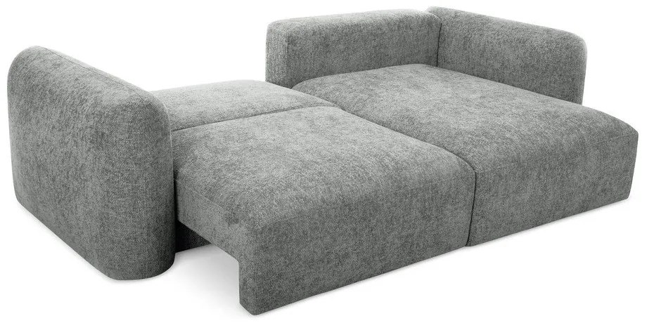 Szürke zsenília kinyitható-tárolóhelyes sarokkanapé (jobb oldali-heverő résszel) Mele – Makamii