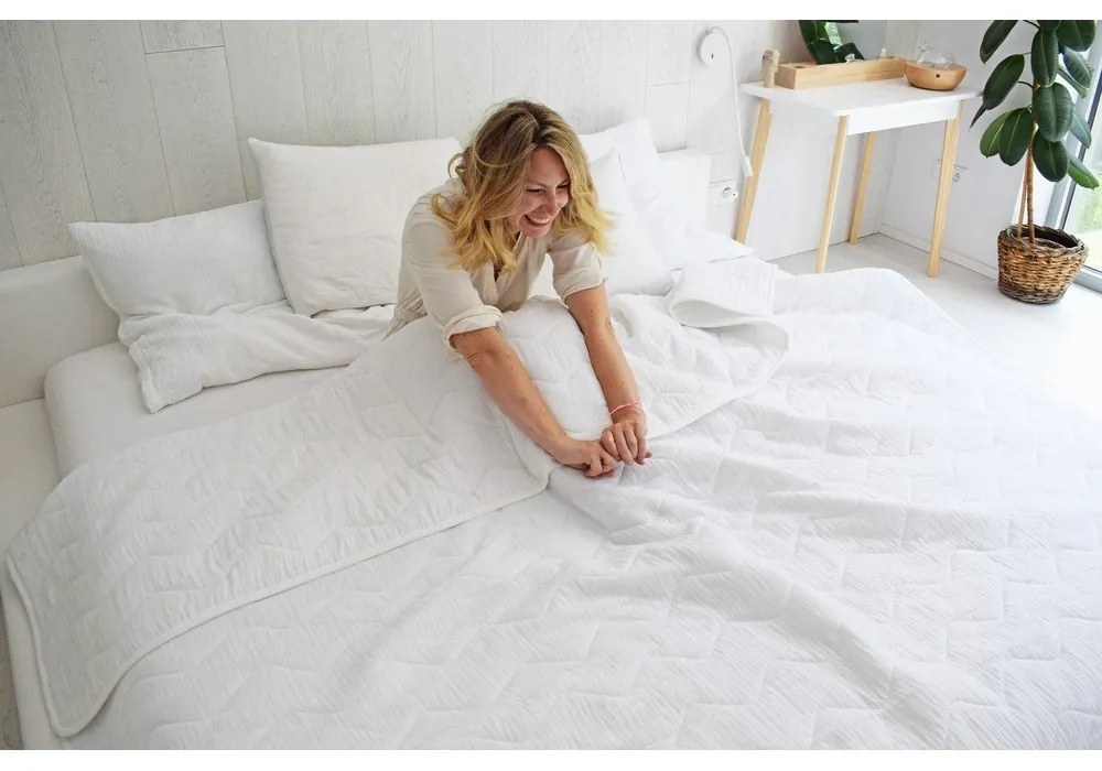 Fehér muszlin steppelt ágytakaró 210x240 cm Plain Muslin – Butter Kings